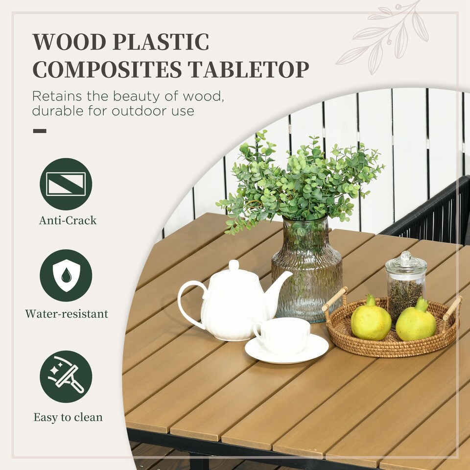 image 1 of Outsunny Rattan Dining Set, Rattan Cube Dining Sets w/ Space-saving Design