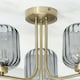 image 3 of ValueLights Amelie 3 Way Ribbed Glass Gold Ceiling Pendant Light with LED Bulbs