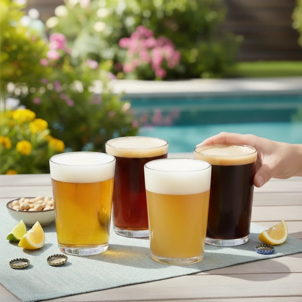 image 1 of Bistro Cocktail Drinking Glasses Beer Tumblers Barware Set | Clear | Clear | Set of 8