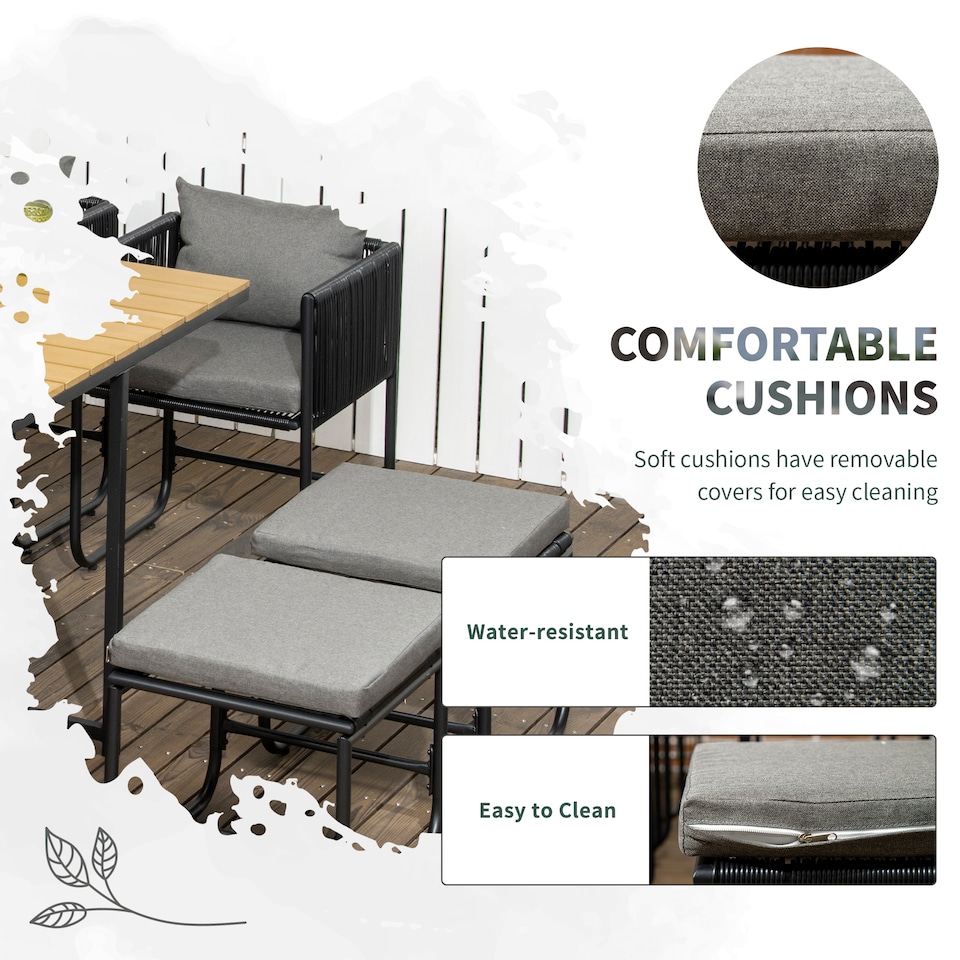 image 1 of Outsunny 10 Seater Rattan Cube Garden Furniture Set, Rattan Dining Set with Cushions, Outdoor Dining Table and Chairs with 6 Armchairs, 4 Stools, Rectangular Wood Grain Plastic Top Table, Black