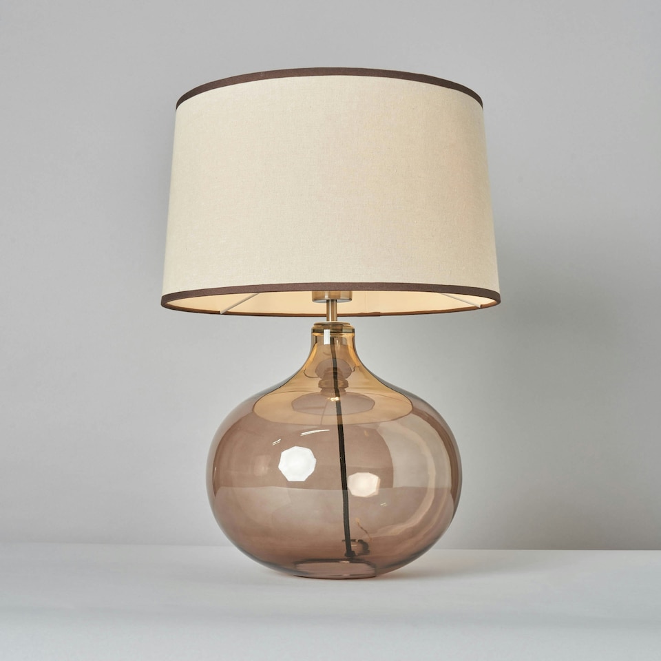 image 1 of BHS Petrice Large Smoked Brown Glass Table Lamp