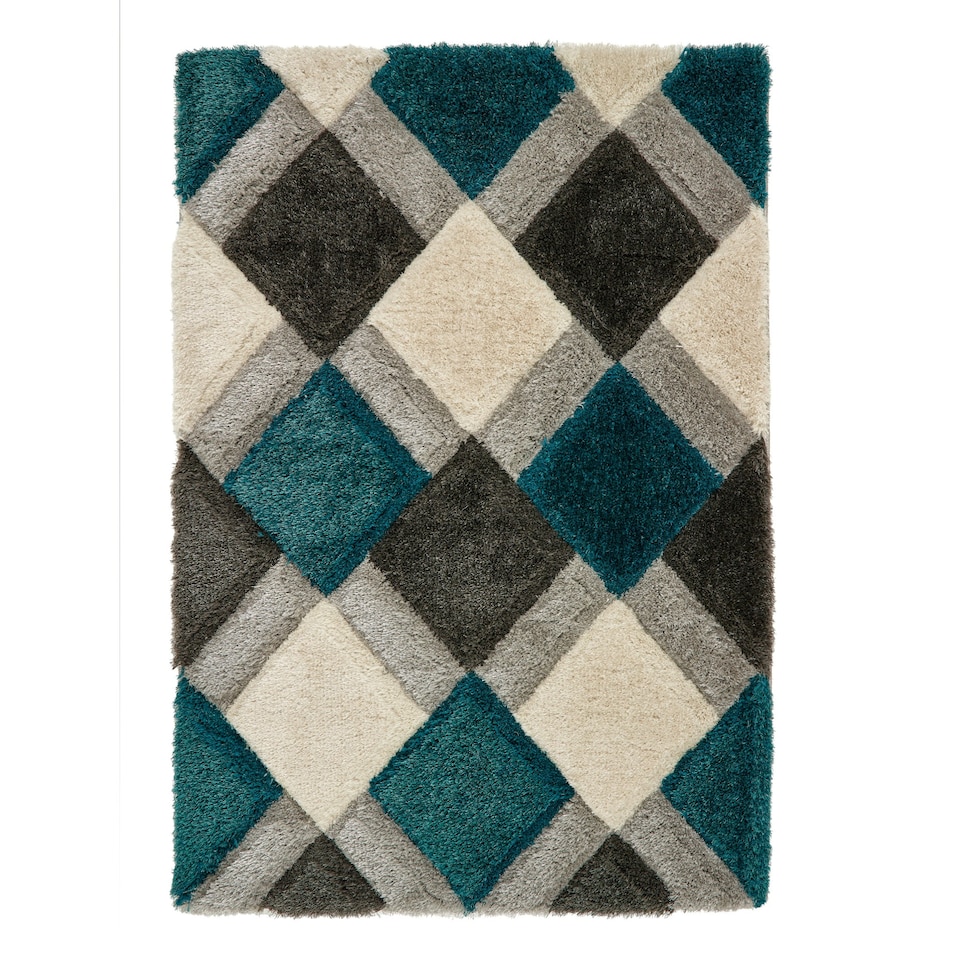 image 1 of Origins 3D GEO Shaggy Teal 80X150