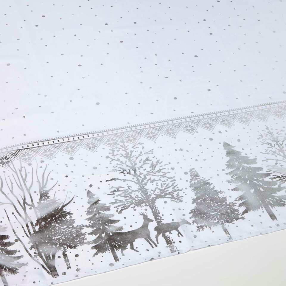 image 1 of Homescapes Silver Forest Christmas Table Cloth - 132 x 228 cm Silver
