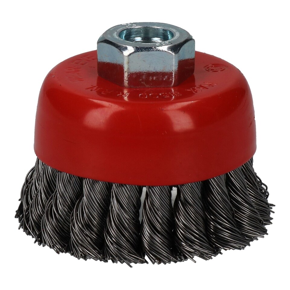 image 1 of 2pc Professional 80mm Wire Twist Knot Cup Brush for 4-1/2" M14 Angle Grinders