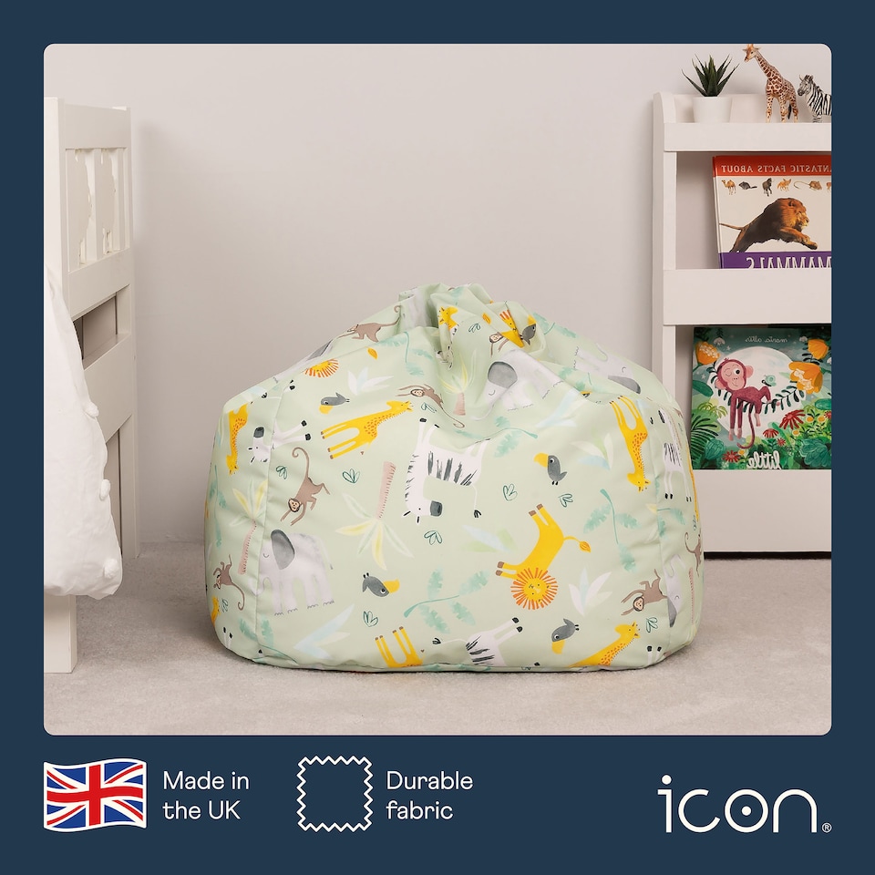 image 1 of Kids Safari Bean Bag Chair Green Childrens Bean Bags | Green | Green | 1