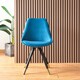 image 2 of Set of 6 Sofia Ergonomic Modern Dining Chairs Upholstered in Velvet, Metal Legs with Gold End Tips Blue