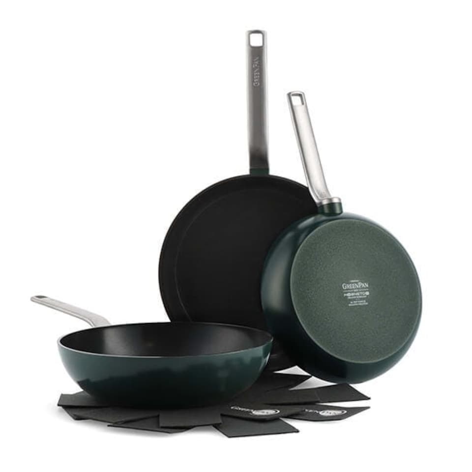 image 1 of GreenPan Evolution Ceramic Non-stick 3 Piece Cookware Set 24cm, 28cm Frying Pan & 28cm Wok