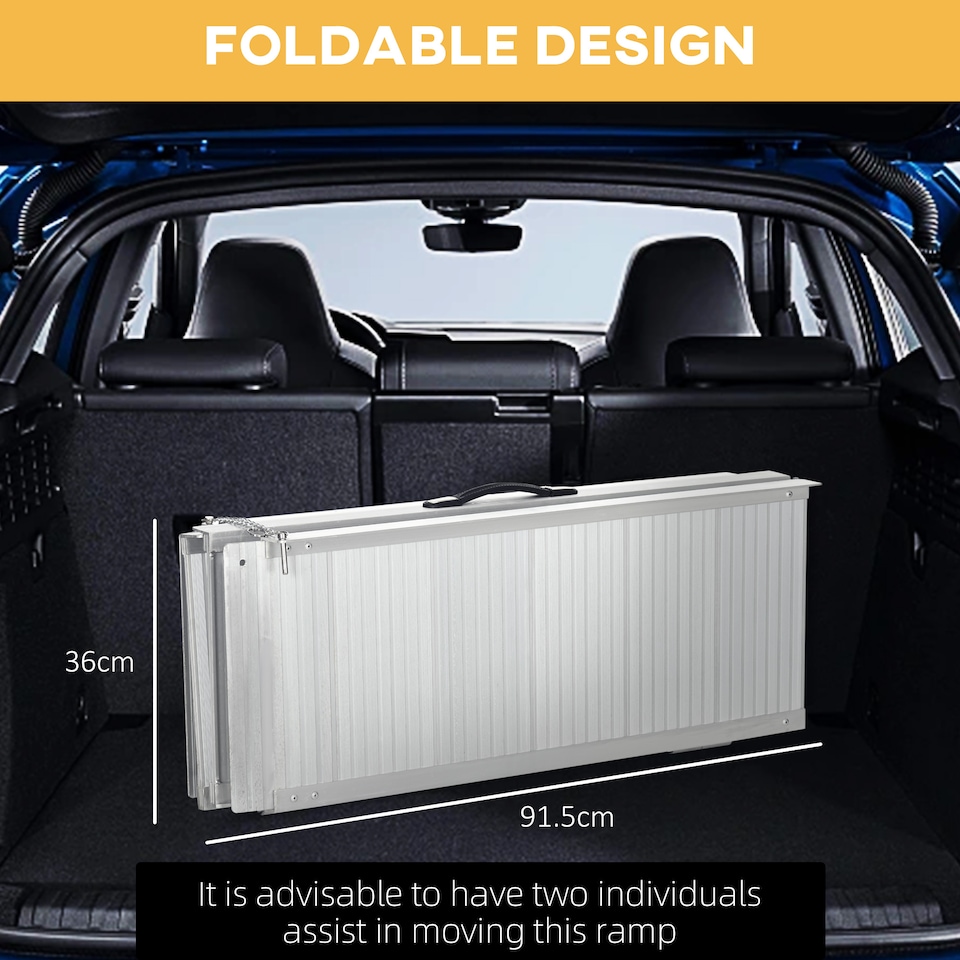 image 1 of HOMCOM Folding Aluminum Wheelchair Ramp Portable Assist Suitcase Access Aid Disabled 6ft