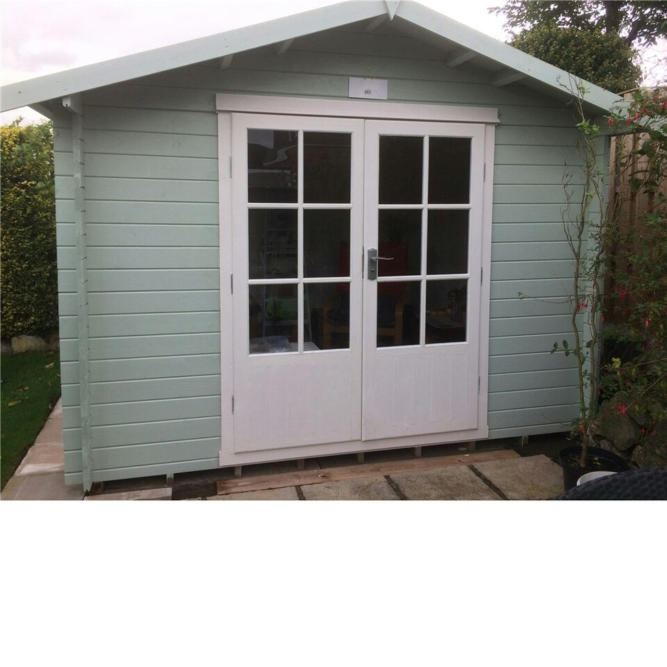 image 1 of 2.7m x 2.7m Premier Apex Log Cabin With Double Doors + Free Floor & Felt (19mm)