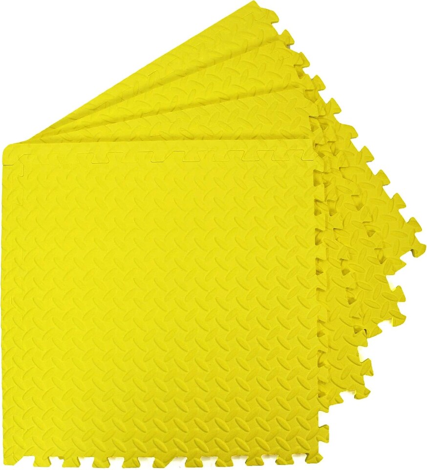image 1 of Interlocking Gym Yoga Mats Anti-Fatigue EVA Soft Foam Exercise Play Floor Tiles (Yellow)