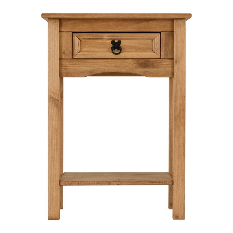 image 1 of Corona 1 Drawer Console Table with Shelf - L34.5 x W52.5 x H73 cm - Distressed Waxed Pine