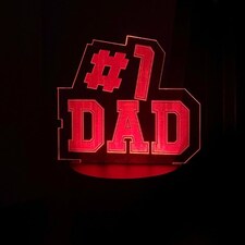 Number 1 Dad Football Style Acrylic Sign with LED Light Base