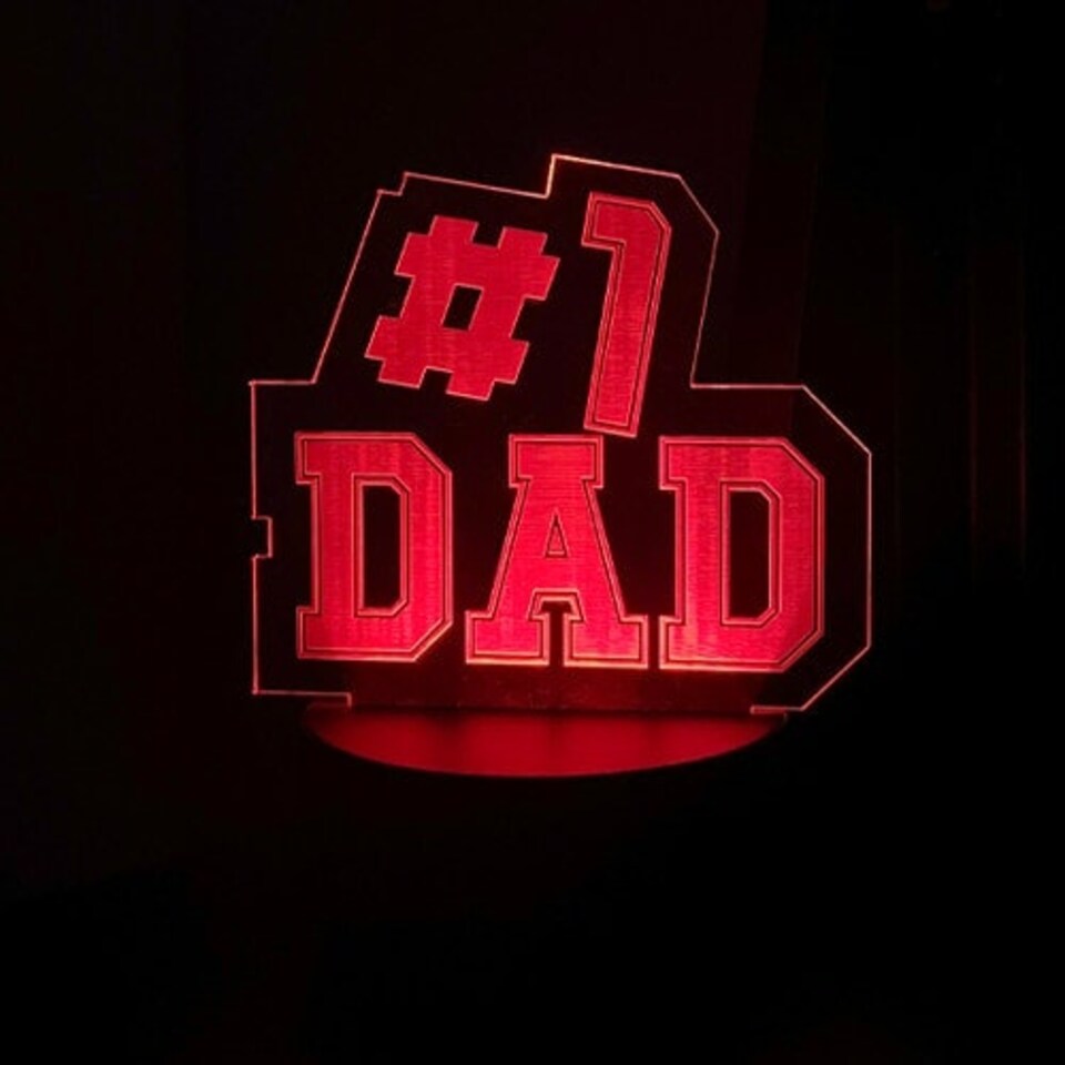 Number 1 Dad Football Style Acrylic Sign with LED Light Base