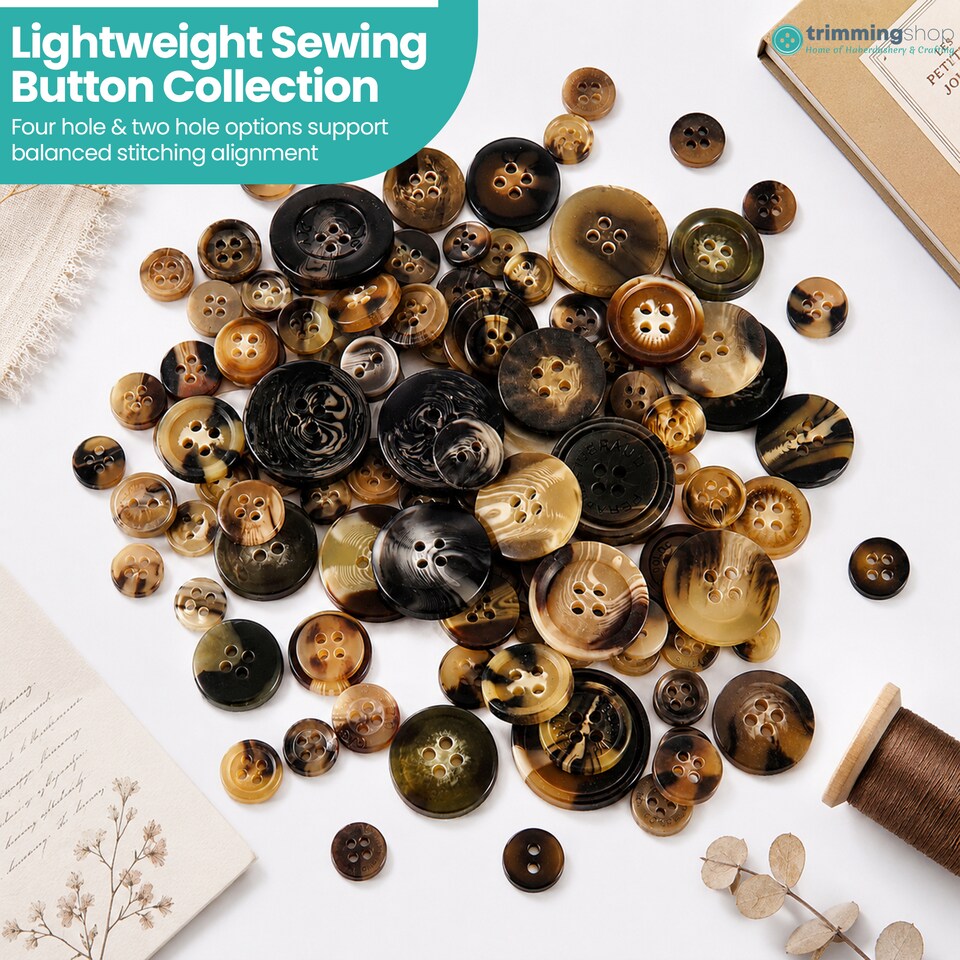 image 1 of 100g Round Resin Button, Assorted Sizes - 2 & 4 Holes