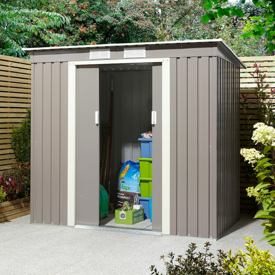 image 1 of Rowlinson Trentvale Metal Shed 6x4 Pent Roof