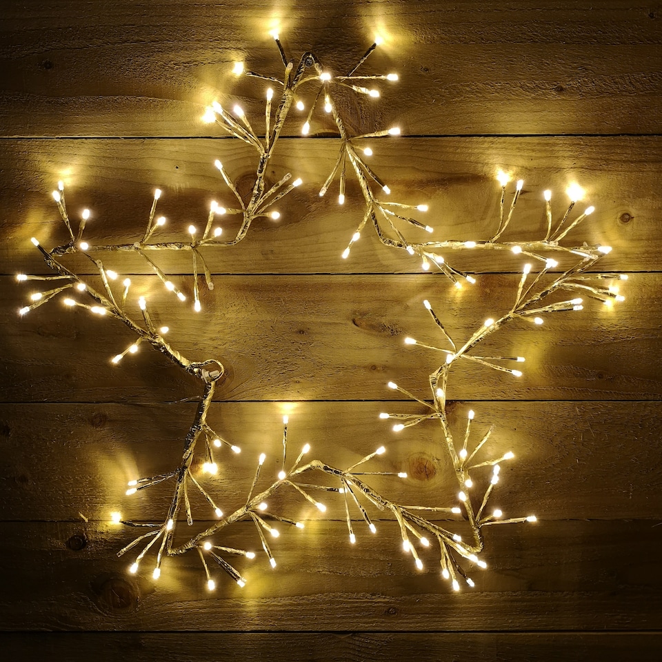 image 1 of 60cm Gold Christmas Star 150 Warm White LED Indoor/Outdoor Christmas Decorations