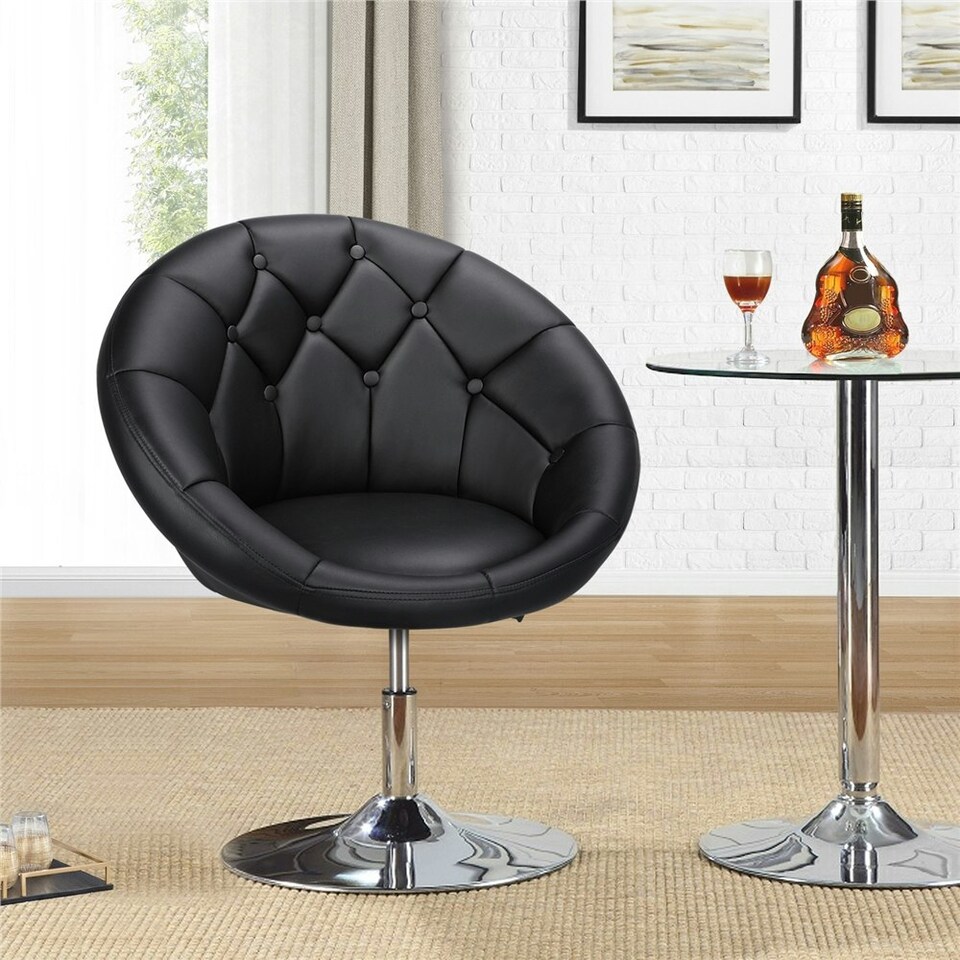 image 1 of Yaheetech Height Adjustable Modern Round Back Chair | White