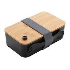 XD Collection Bamboo Lunch Box - Black - 6cm x 19cm x 12cm