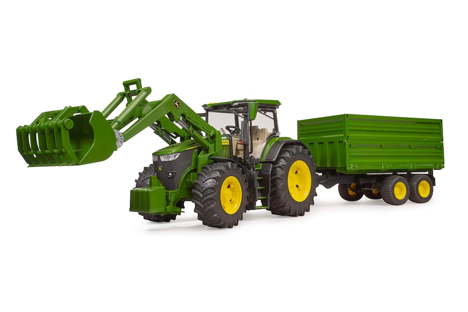image 1 of Bruder John Deere 7R 350 frontloader and tandemaxle tipping trailer Construction Loader Model