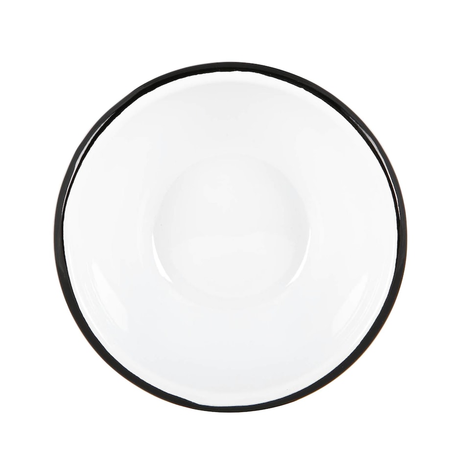 image 1 of Argon Tableware White Enamel Bowls - 16cm - Black - Pack of 6 | Black | Black