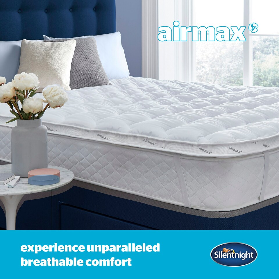 image 1 of Silentnight Airmax 5cm Mattress Topper and Pillow Set White | Double with 2 Pillows | Double