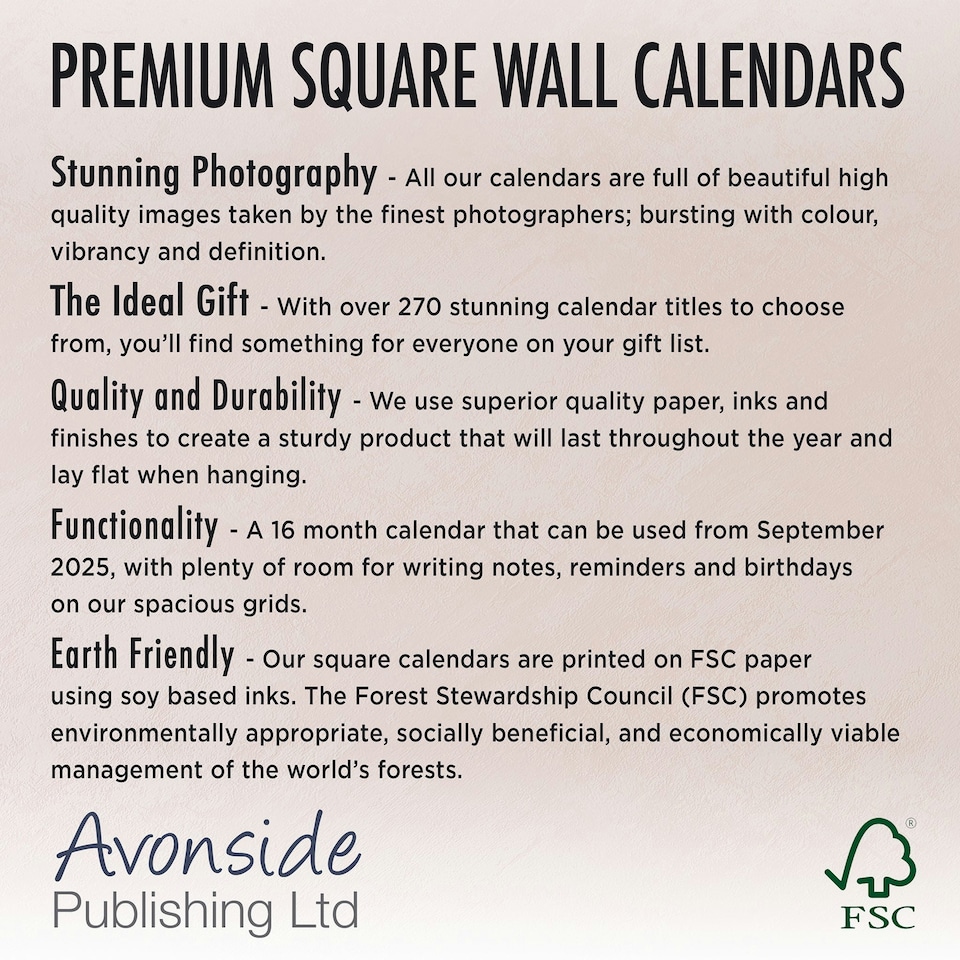 image 1 of Cats 2026 Calendar | Square Wall Calendar | Cat Gift | Plastic Free Packaging | by Avonside Publishing