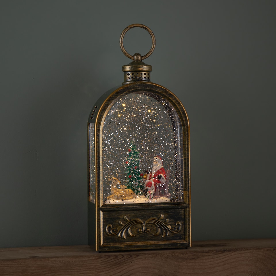 image 1 of 24cm Battery Operated Light up Santa and Christmas Tree Water Spinner with LEDs