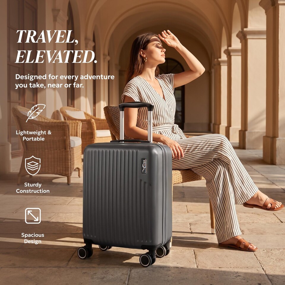image 1 of Lugg Vacay Hard Shell Cabin Suitcase ABS 360 Spinner Wheels Water Resistant (45x33x20cm)