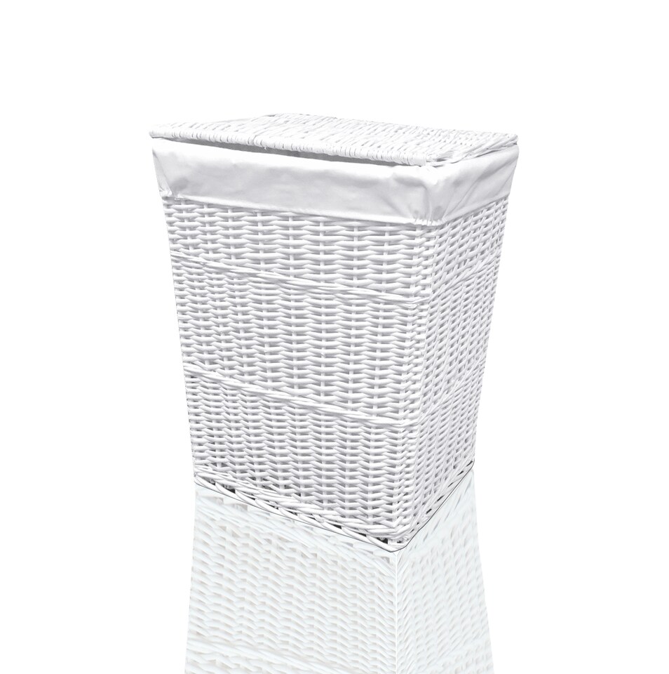image 1 of ARPAN White Wicker Laundry Basket with Lid & Removable Washable Liner, Natural Woven Clothes Washing Hamper, Laundry Storage Basket for Bedroom, Bathroom & Utility Room