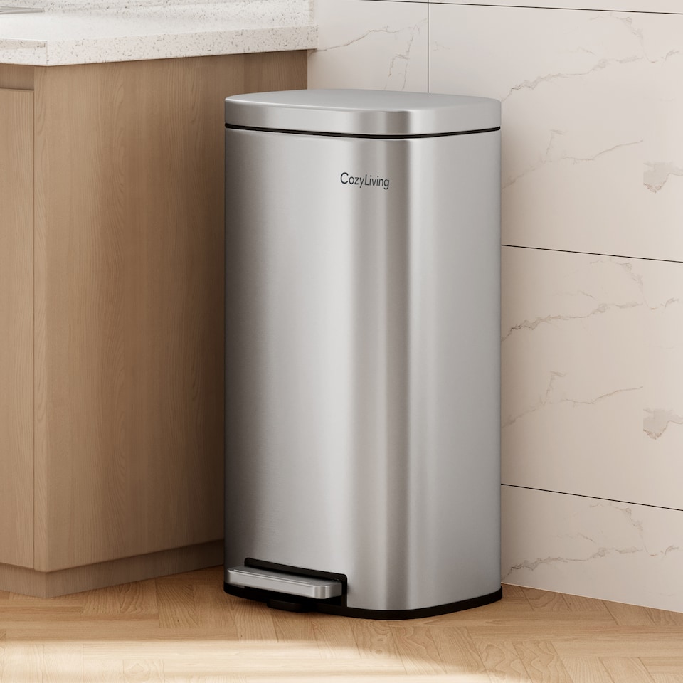 image 1 of 50L Pedal Bin Kitchen & Bathroom Household Rubbish Office Waste Bin Stainless Steel