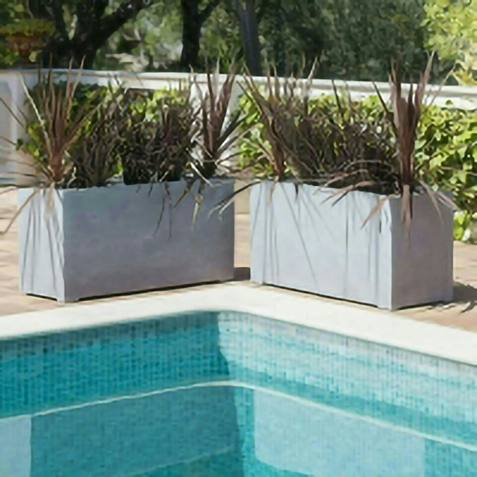 image 1 of Primrose Polystone Small Grey Patio Trough Planter 80cm