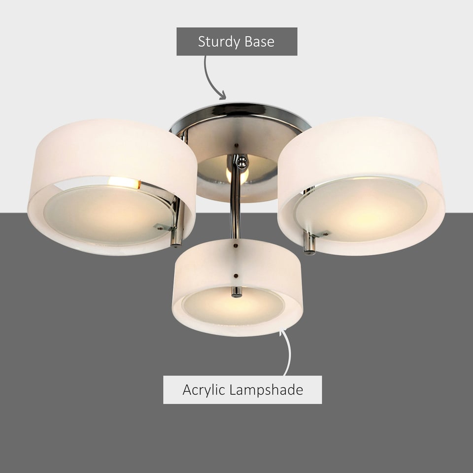 image 1 of HOMCOM Acrylic Lamp Ceiling Light Pendant Chandelier with 3 Lights Chrome Finish