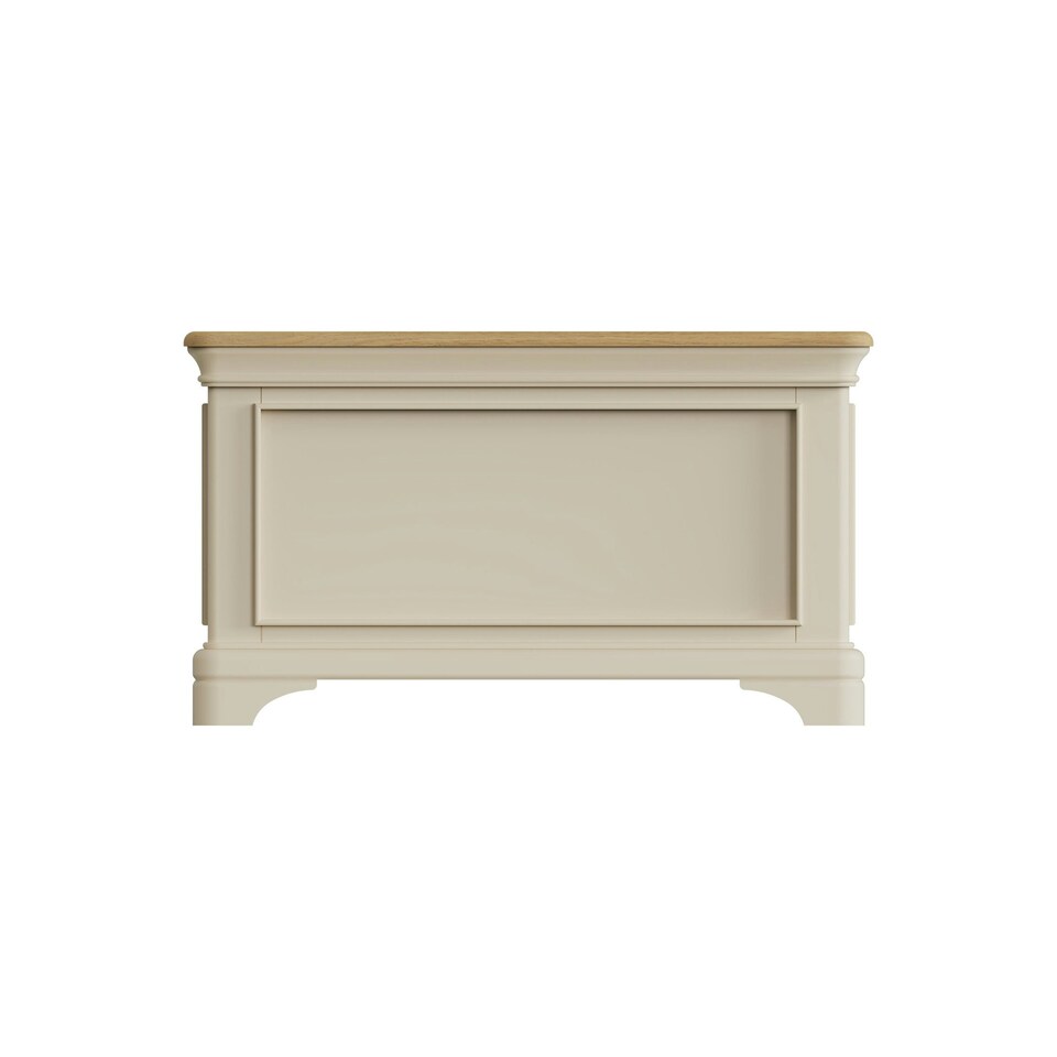 image 1 of Faire Ottoman Blanket Box in Putty with Oak Top Cream