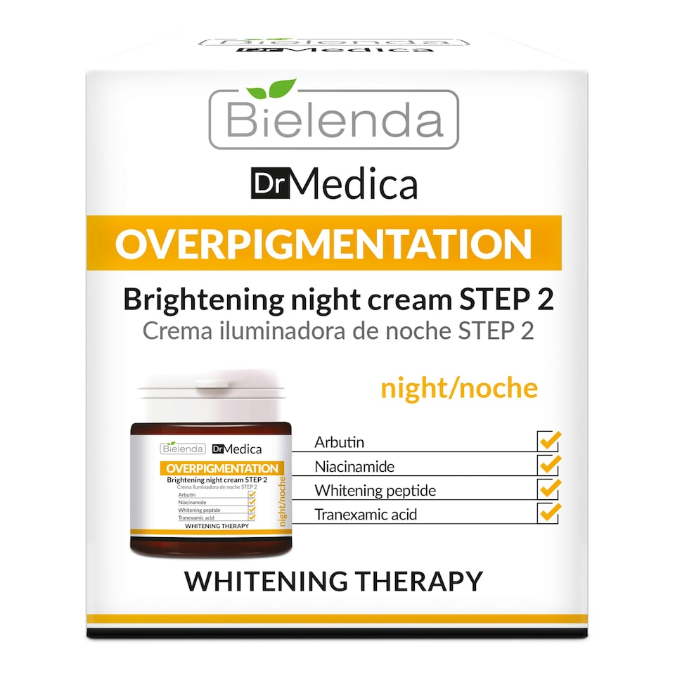 image 1 of Bielenda Dr Medica Overpigmentation Brightening Night Cream STEP 2 with Arbutin Niacinamide & Whitening Peptide 50ml