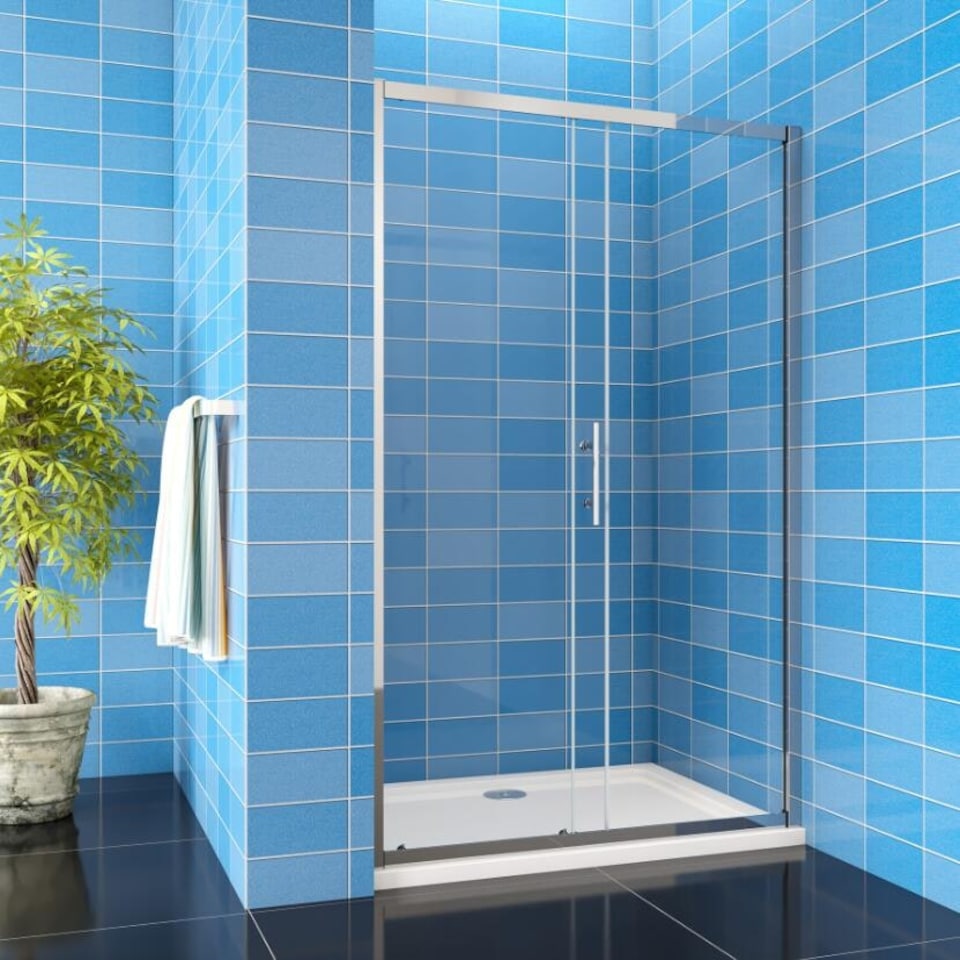 image 1 of Aica Bathrooms 1000x1850mm Sliding Shower Enclosure Shower Screen WalK In Glass Door Cubicle Chrome