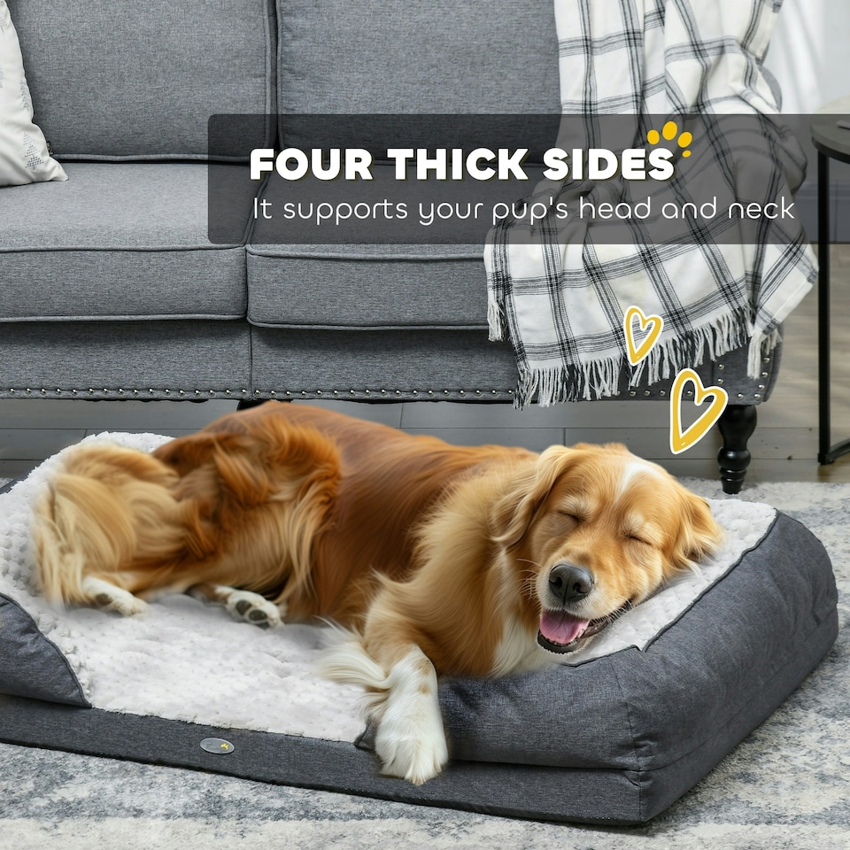 image 1 of PawHut Dog Bed Calming Pet Bed Dog Mattress for Large Dogs - Charcoal Grey
