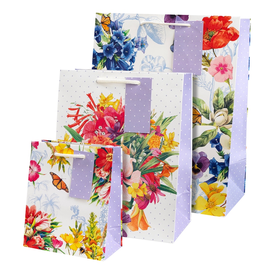 image 1 of Hallmark Pack Of 3 Gift Bags - 3 Sizes - 3 Floral Marjolein Bastin Designs