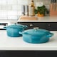 image 2 of Cooks Professional Cast Iron Casserole Set of 2 | 20cm and 28cm | Enamelled Inside and Out | Graduated Teal