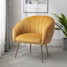 Helena Velvet Accent Chair - Yellow