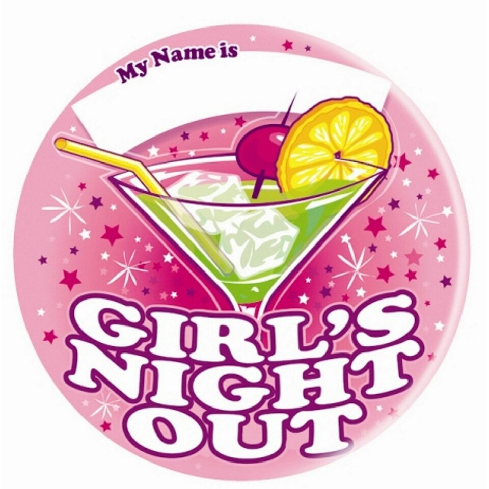 Girls Night Out Giant Badge - Pink/White - One Size
