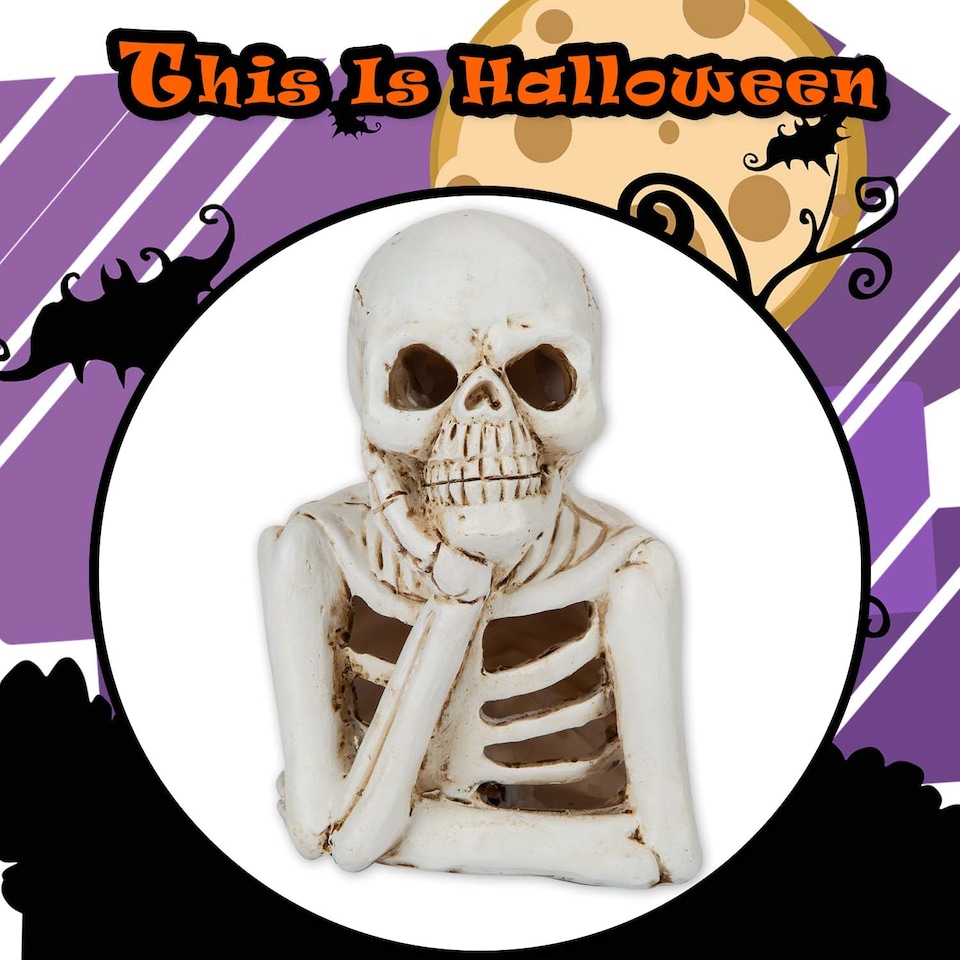 image 1 of PMS Halloween LED Skeleton Decoration Tray, White - 13 x 9 cm