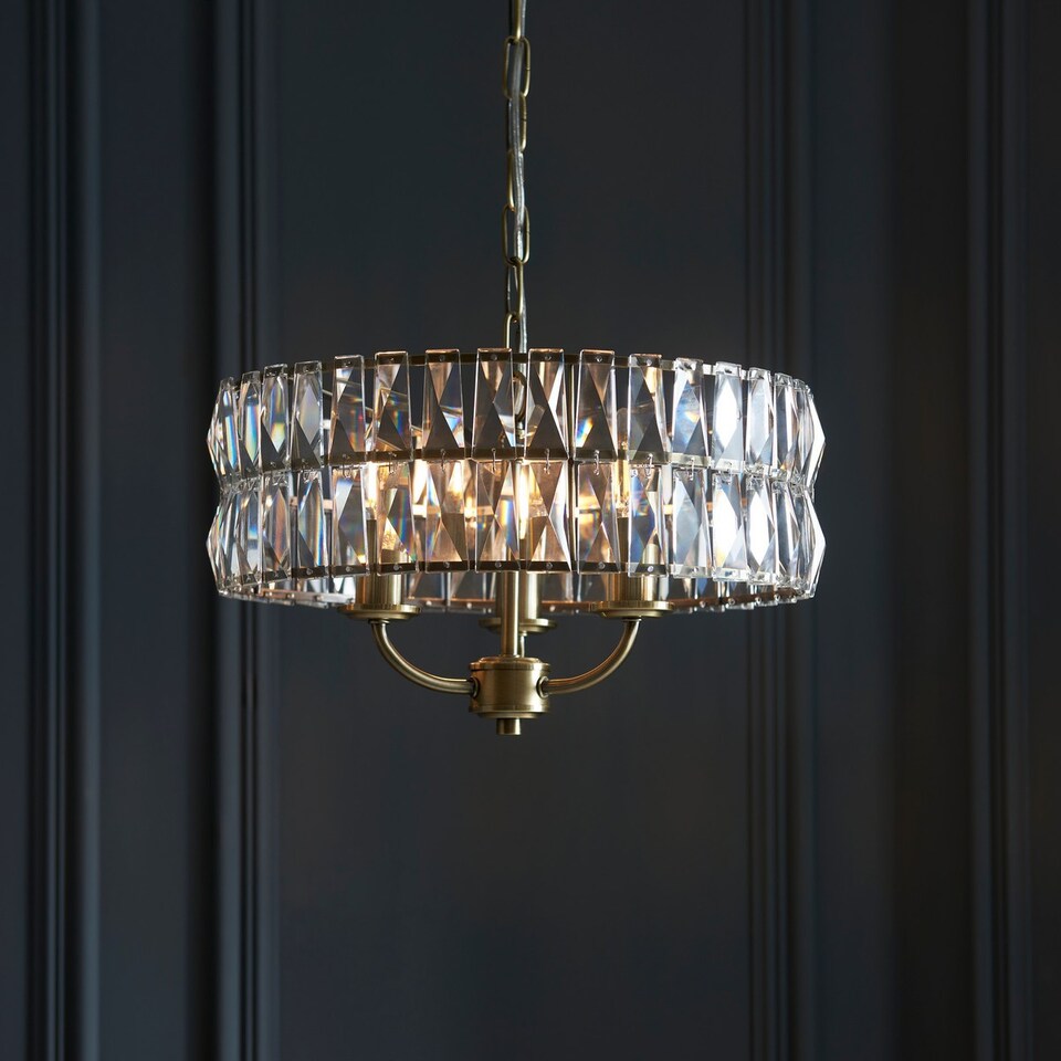 image 1 of Clifton 3 Light Multi Arm Lamp Ceiling Pendant Antique Brass