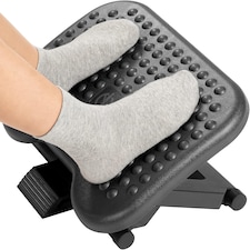 Adjustable Under Desk Footrest with Massage Surface & Tilt Function | Ergonomic Foot Rest Stool for Office Desk, Home Working & Gaming | 3 Height Adjustable Foot Support with Non-Slip Base