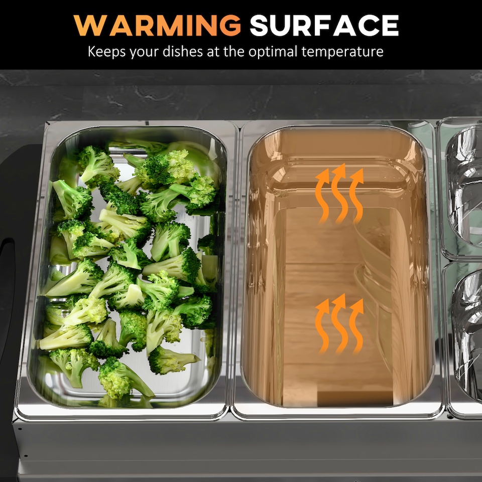 image 1 of HOMCOM 4 Tray Electric Food Warmer Buffet Server with Warming Plate, Cool Touch Handles, Adjustable Temperature, 300W, 2 x 2.4L and 2 x 1L Pans