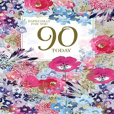 90th Birthday Card for Her with Gold Foiling Poppies