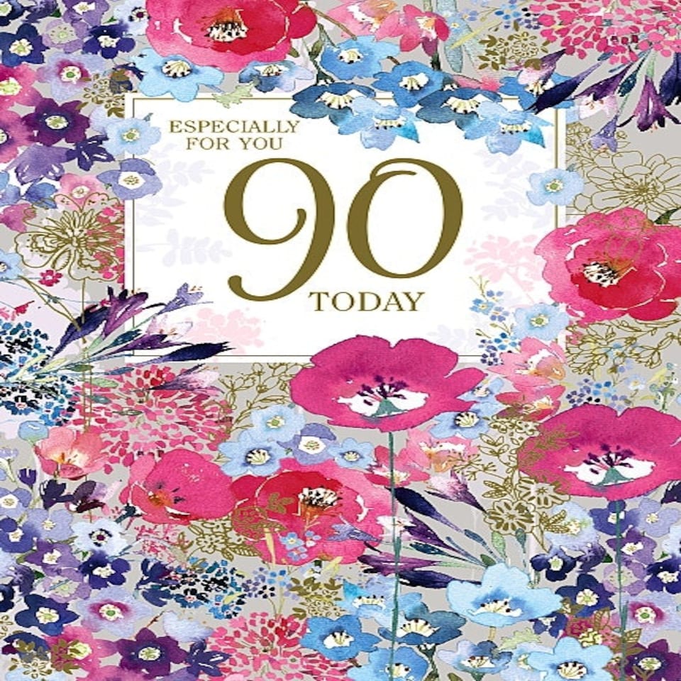 image 1 of 90th Birthday Card for Her with Gold Foiling Poppies