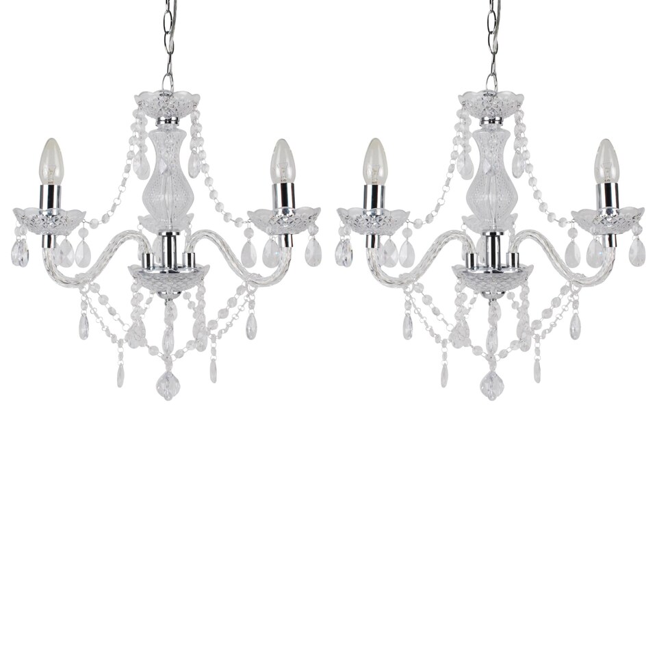 image 1 of Set of 2 Clear and Chrome Marie Therese Style 3 x 40W Chandelier | Clear | Chrome | 2