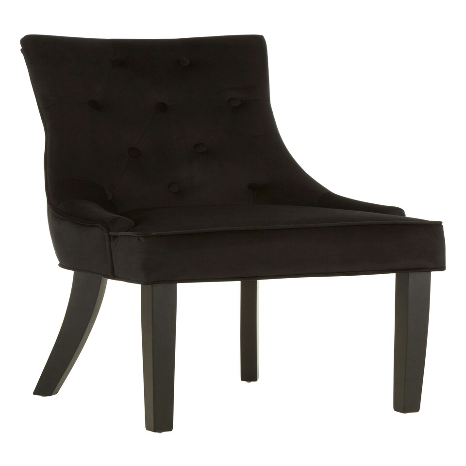 image 1 of Interiors by Premier Black Velvet Chair, Enchanting Sleep Chair, Easy to Assemble Borg Chair, Comfy Dining Chair