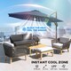 image 4 of Outsunny 3 m Cantilever Roma Parasol Garden Sun Umbrella Outdoor Patio with 360 Degree Rotation Crank and Tilt Aluminium Frame LED Solar Light Cross Base, Blue