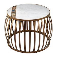 Premium Round Coffee Table, Marble Top Decorative Coffee Table For Livingroom, Durable Modern Coffee Table White
